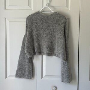 Vici Dolls Knit Cropped Sweater with Bell Sleeves in Grey